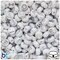 BeadTin White Opaque 10mm Coin Alpha Beads - Silver Vowel Mix (144pcs)